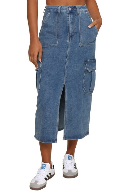 Patrice Denim Cargo Skirt