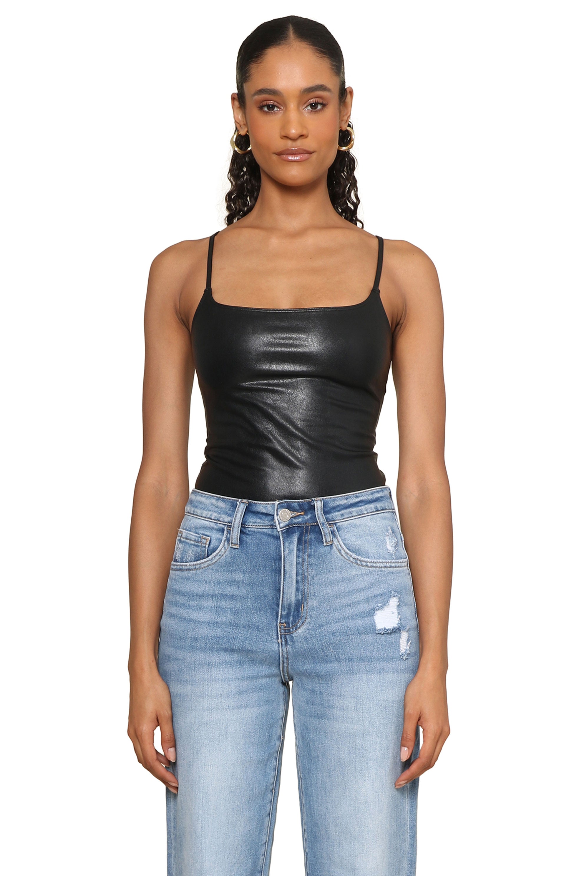 Faux Leather Cami Bodysuit – Mixology