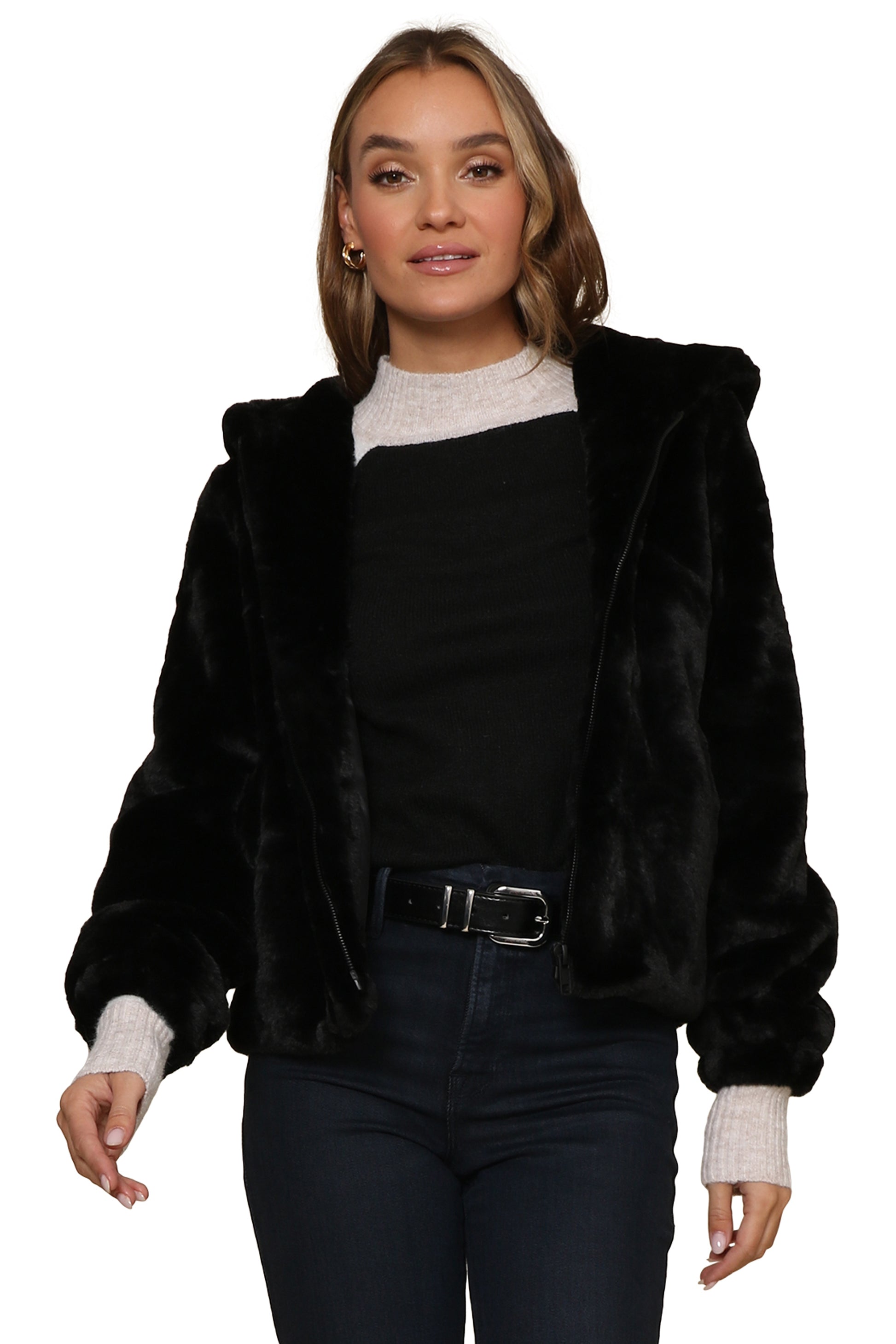 Luz Zip Up Faux Fur Coat