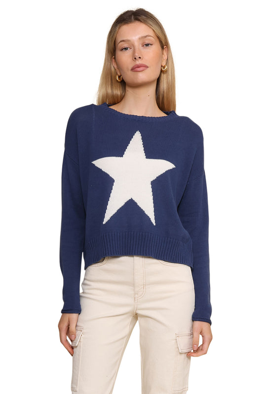 Navy Sienna Star Sweater